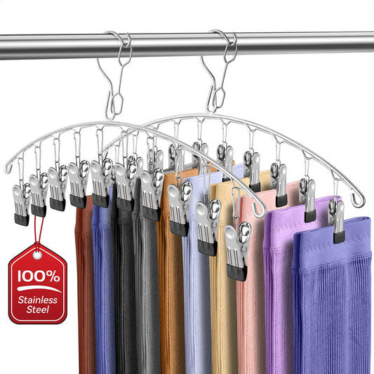 Stainless Steel Hangers with Clips – 2 Pack (Black)