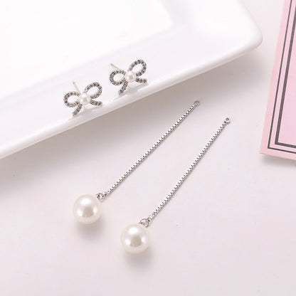 Pearl Drop Bow Earrings